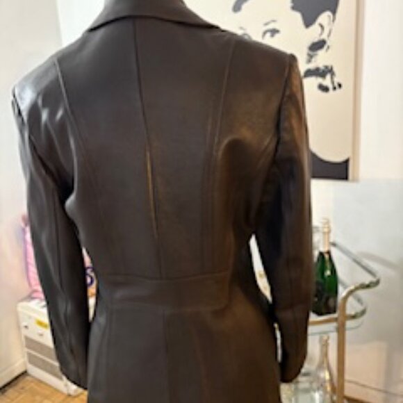 Brown leather blazer - Picture 2 of 5